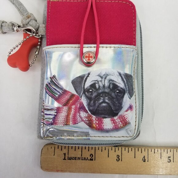 Fuzzy Nation Pug Women's Wristlet Wallet Purse Zipper Bag Dog Lover Collectible - Picture 10 of 13